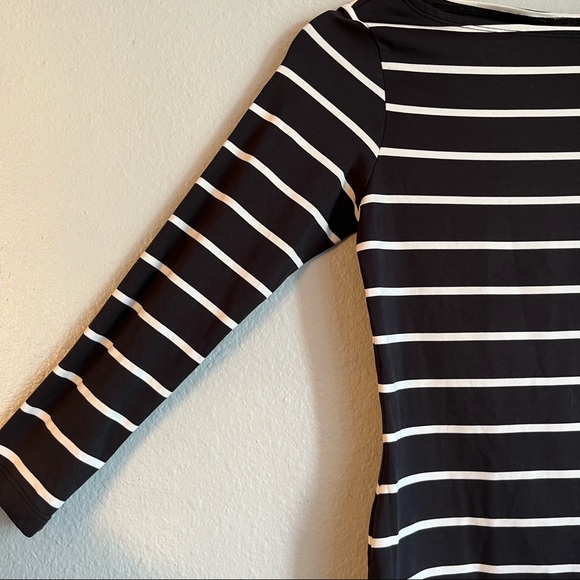 INC Petite Womens Classic Black & White Striped Boat Neck Top - Picture 3 of 8